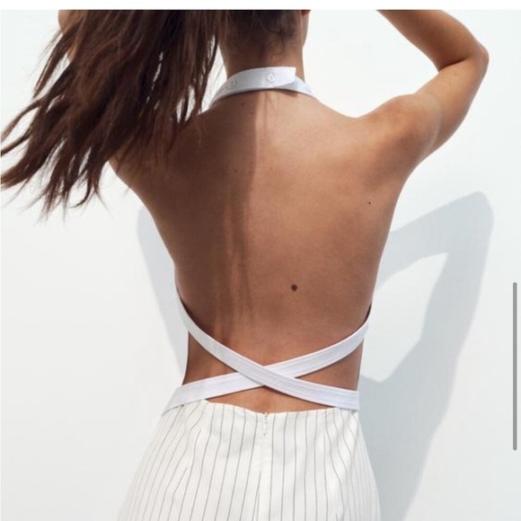 Zara Dresses & Skirts - Spring /summer 🌺 NWT ZARA GABARDINE PINSTRIPE HALTER  DRESS SIZE S
🚨PRICE FIRM